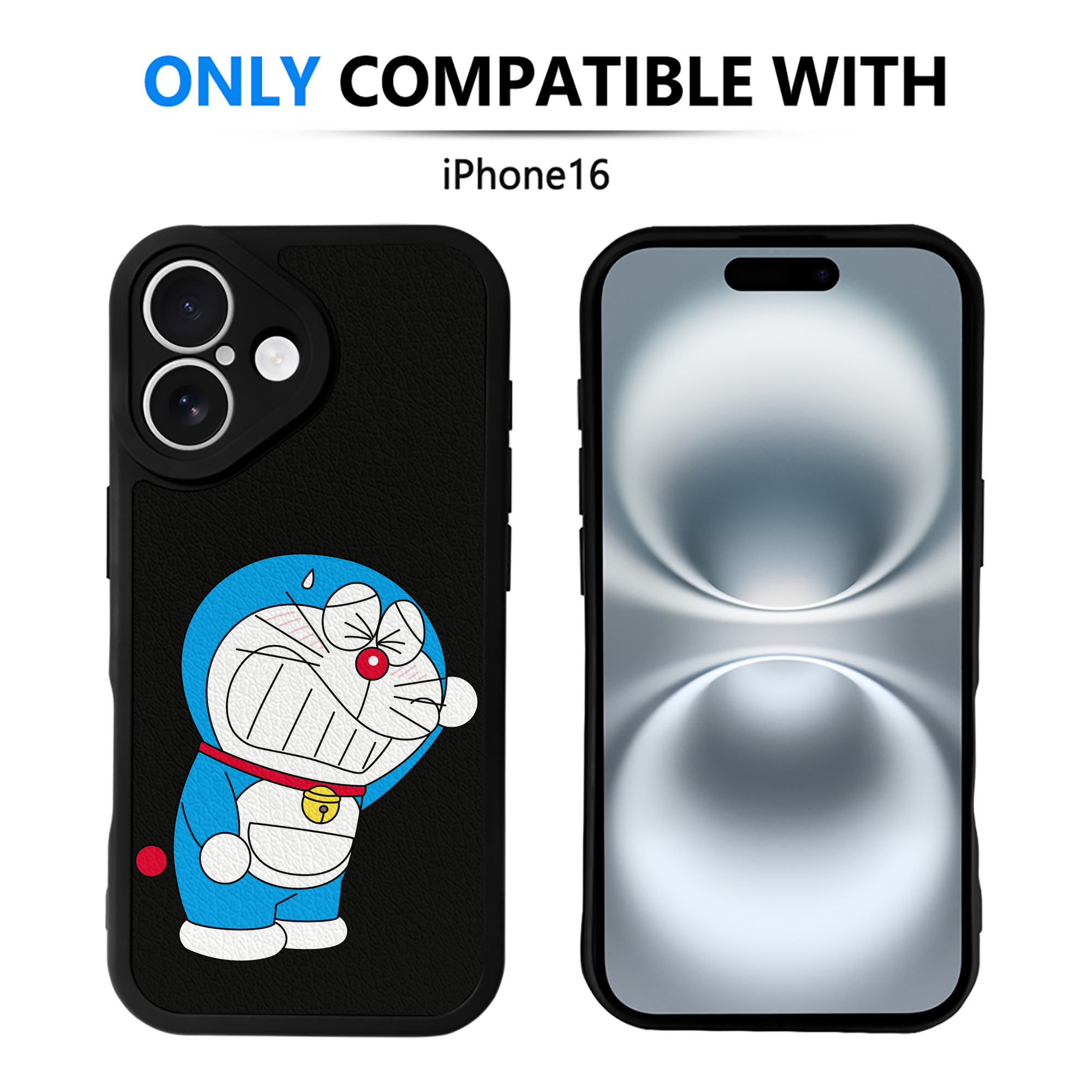 （画像用） ドラえもん Doraemon 【iPhone 16シリーズ対応】シリコンスマホケース（レザー調） 材質：シリコン
